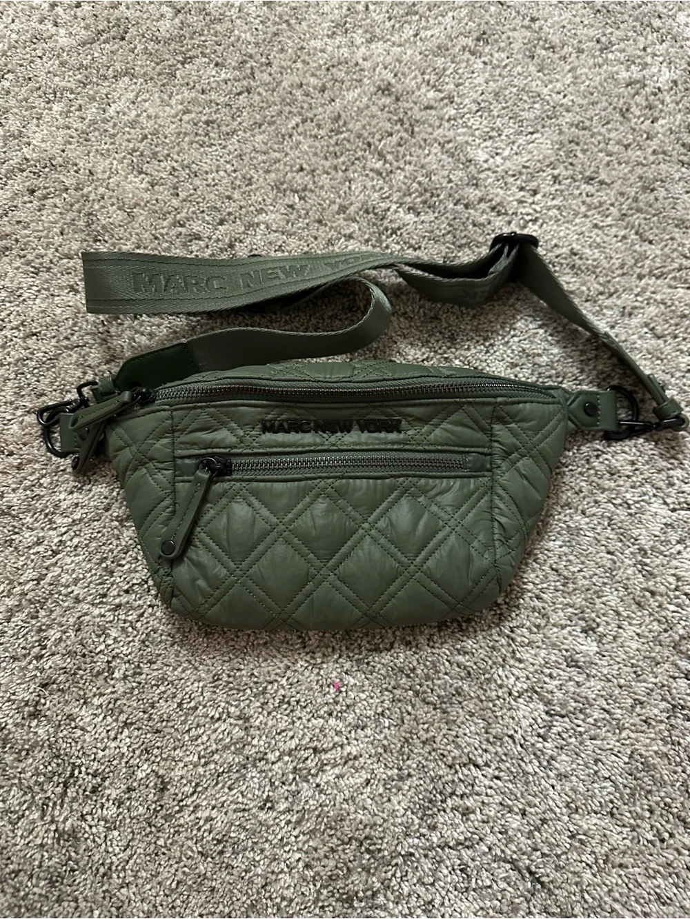 Marc New York Olive Green Quilted Fanny Pack Crossbody Belt Bag